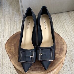 CPRACARNO Elegant Black Heels with Statement Buckle
